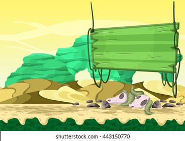 Seamless cartoon vector desert background with separated layers for game and animation, game design asset