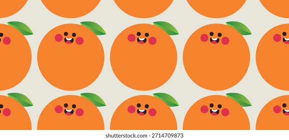 Un patrón de estilo de dibujos animados sin fisuras con naranjas sonrientes con caras expresivas