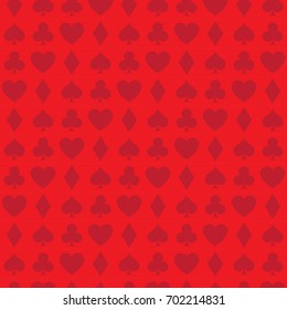 Seamless casino pattern. Heart, clover, spade, diamond.