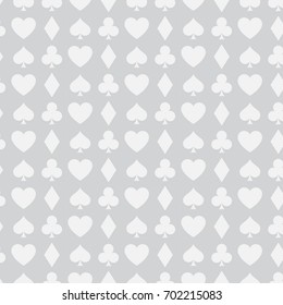 Seamless casino pattern. Heart, clover, spade, diamond.