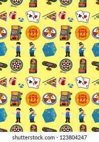 seamless casino pattern,cartoon vector illustration