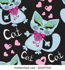 seamless with cat butterfly eyes
