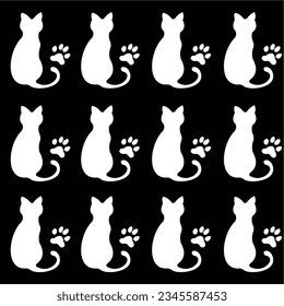 seamless cat design with cat paw print, suitable for wallpaper or other dessin related to cat, cat paw print, nature.