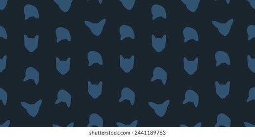 Seamless cat head pattern. Repeating texture with simple silhouette. Elegant wrapping paper template. 