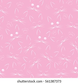 Seamless With A Cat On A Pink Background