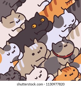 Seamless cat pattern. Cartoon animals background. Ideal for fabric, wallpaper, wrapping paper, textile, t-shirt print.