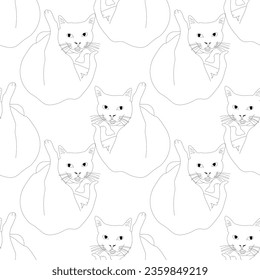 Seamless cat pattern. Funny cat background
