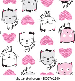 seamless cat pattern vector illustration