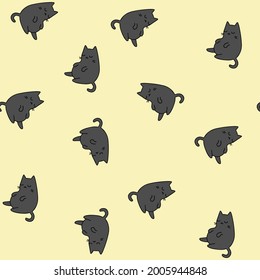 Seamless cat pattern vector illustration.