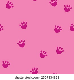 seamless cat paws pink pattern