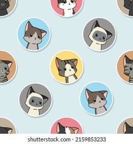 Patrón de dibujos animados de pegatinas de gatitos sin cable