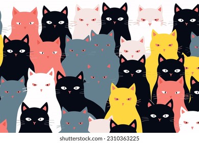 seamless cat vector illustration background 6