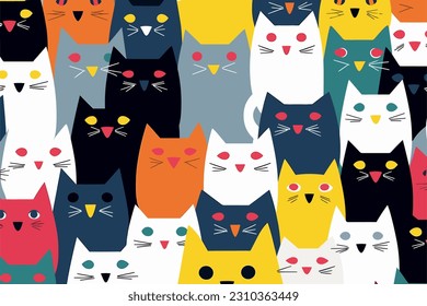 seamless cat vector illustration background 7