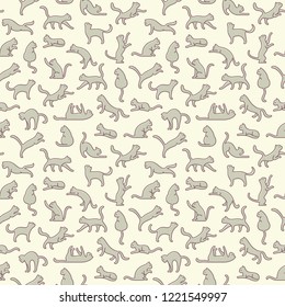 Seamless cat vector pattern. 