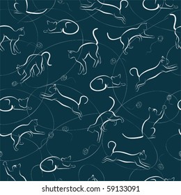 seamless cats background vector illustration