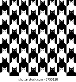 Seamless cats hounds tooth pattern in black and white.