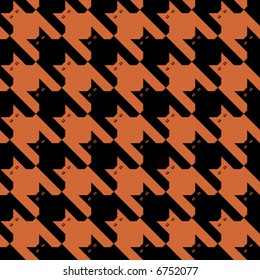 A seamless "cats" houndstooth pattern in black and orange.