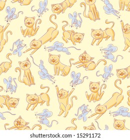 seamless cats and mice pattern. Select all the art and drop it into your swatches palette to create an Adobe Illustrator pattern.