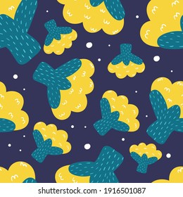 Seamless cauliflower pattern. Vector illustration in cartoon style.
