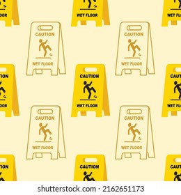 Seamless caution board cartoon pattern