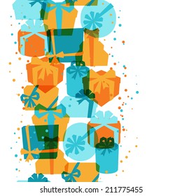 Seamless celebration pattern with colorful gift boxes.