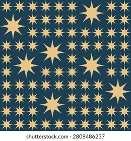 Seamless Celestial Pattern with Moon, Stars and Cosmic Elements