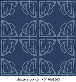 Seamless celtic blue pattern for backgrounds, fabrics and wrapping paper. Vector illustration.