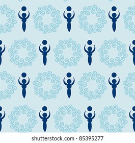 Seamless celtic goddess and triskelion wallpaper