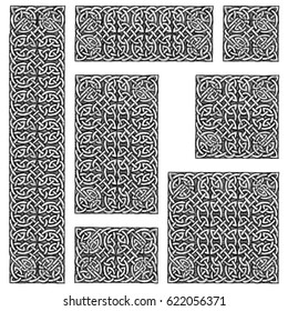 Seamless celtic knots patterns in ink hand drawn style. 