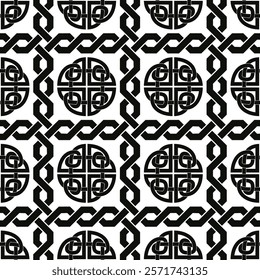 Seamless Celtic National Ornament in the form of an intertwined ribbon isolated on a white background.