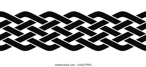 Seamless Celtic national ornament interlaced ribbon isolated on white background. Element for graphic design.