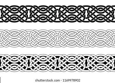 Seamless Celtic national ornament interlaced ribbon isolated on white background. Element for graphic design and tattoo.