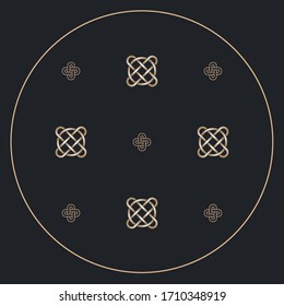 Seamless celtic ornament. Vector ornament. Gold pattern, dark gray background. Vector knot ornament.