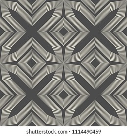 Seamless Celtic Pattern. Monochrome Sacred Geometry Background. Decorative Cross Design