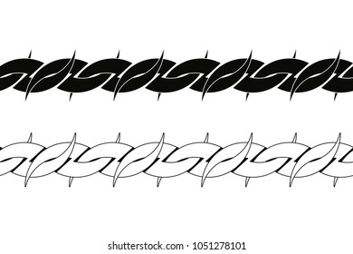 Seamless Celtic tattoo ornament interlaced elements isolated on white background.