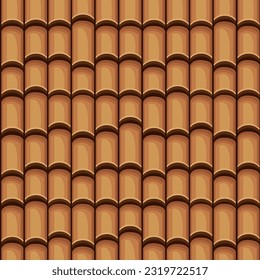 Seamless Ceramic Roof Tiles. Vector Seamless texture