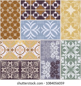 Seamless ceramic tile with colorful patchwork. Vintage multicolor pattern in turkish style. Endless pattern can be used for ceramic tile, wallpaper, linoleum, textile, web page background. Vector
