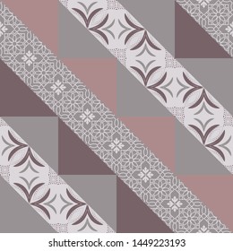 Seamless ceramic tile with colorful patchwork. Vintage multicolor pattern in turkish style. Endless pattern can be used for ceramic tile, wallpaper, linoleum, textile, web page background. Vector