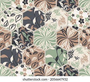 Seamless ceramic tile with colorful patchwork. Vintage multicolor pattern in turkish style. Endless pattern can be used for ceramic tile, wallpaper, linoleum, textile, web page background. Vector
