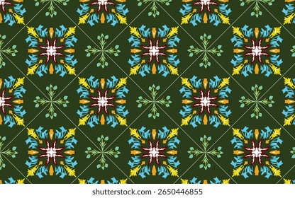 Seamless ceramic tile with colorful patchwork. Vintage multicolor pattern in turkish style. Endless pattern can be used for ceramic tile, wallpaper, linoleum, textile, web page background.