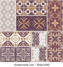 Seamless ceramic tile with colorful patchwork. Vintage multicolor pattern in turkish style. Endless pattern can be used for ceramic tile, wallpaper, linoleum, textile, web page background. Vector