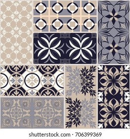 Seamless ceramic tile with colorful patchwork. Vintage multicolor pattern in turkish style. Endless pattern can be used for ceramic tile, wallpaper, linoleum, textile, web page background. Vector