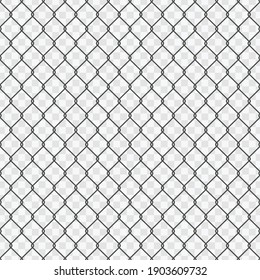 Seamless chain link fence background. Fences made of metal wire mesh on transparent background. Wired Fence pattern in flat style. Mesh-netting. Vector illustration EPS 10.