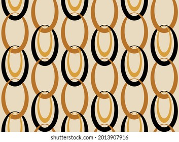 Seamless chain pattern on a beige background. Vector Illustration.