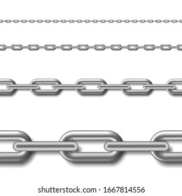 Seamless chain with shadow isolated on white background. Set of metallic Chain. Vector