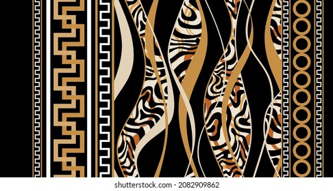 Seamless Chains with Animal skin Pattern. Vector design for fashion prints and backgrounds.