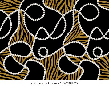 Seamless Chains with Zebra Pattern.Vector design for Fashion Prints and Backgrounds.
