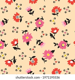 Seamless chamomile flowers pattern for textile design fabric print