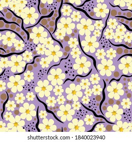 Seamless chamomile flowers pattern, vector.