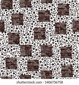 Seamless chaos consisting of square brick walls scattered on an abstract background.